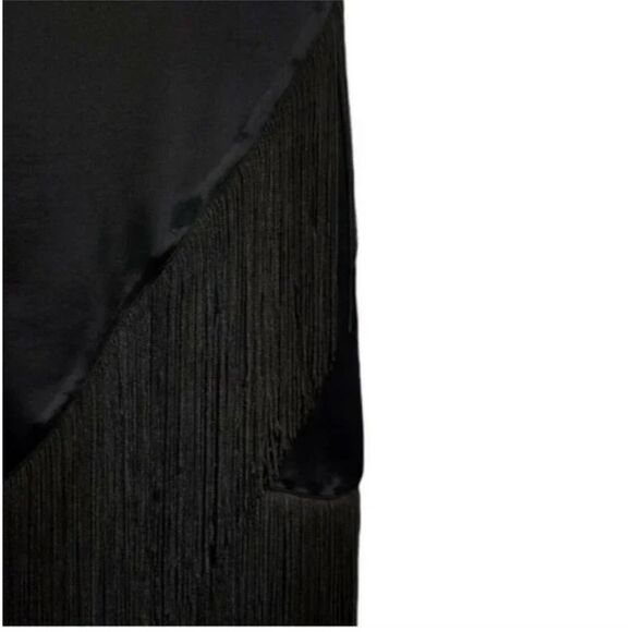 Zara - Black Satin Fringe Dress- Brand new with tag - Picture 3 of 4